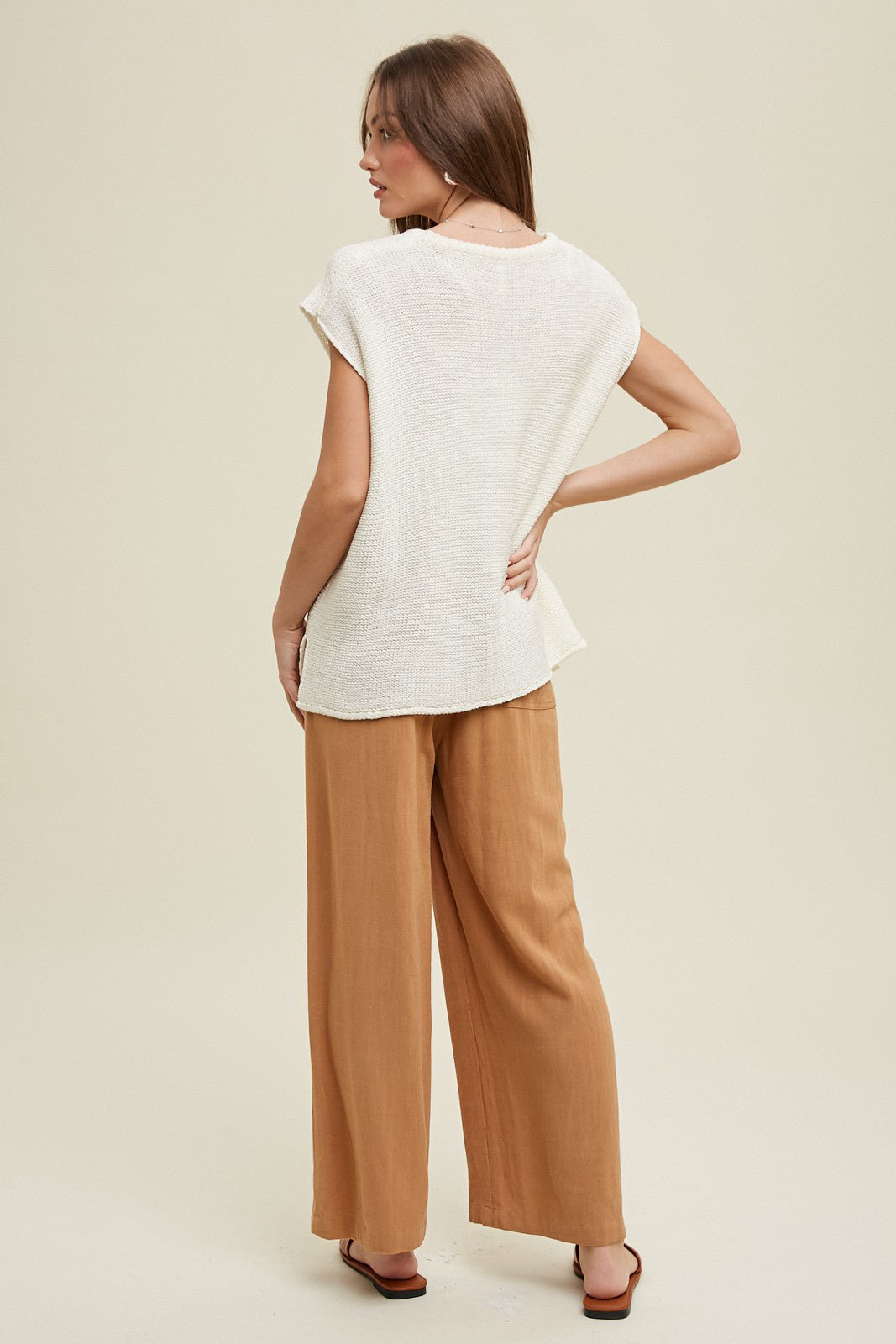 Ellie Girl Crochet Sweater Vest (Off White)