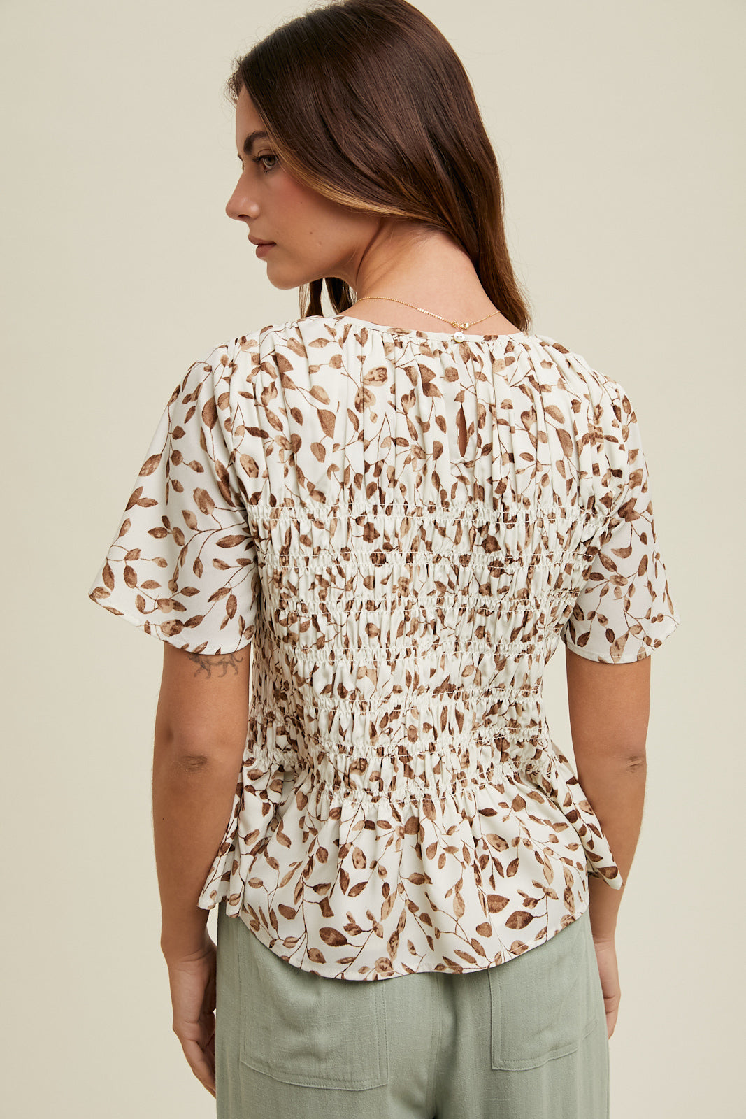 Wishlist FLORAL SMOCKED PEPLUM BLOUSE
