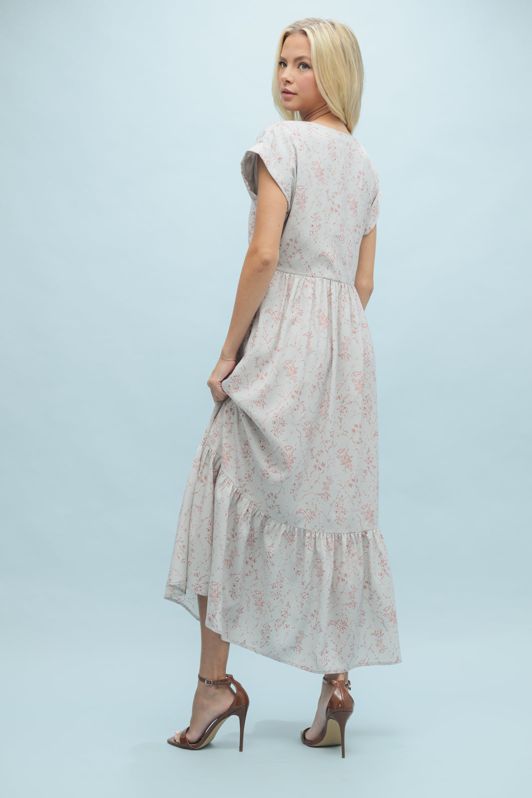 Wishlist FLORAL CINCH-FRONT MIDI DRESS