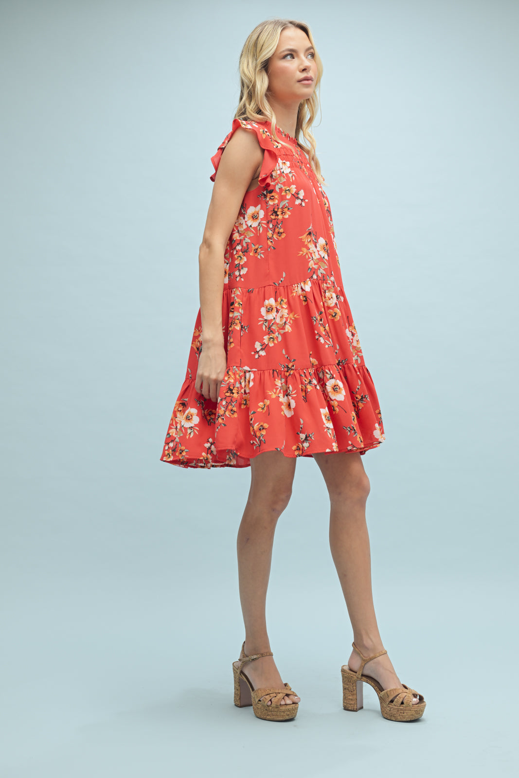 Wishlist TIERED FLORAL MINI DRESS