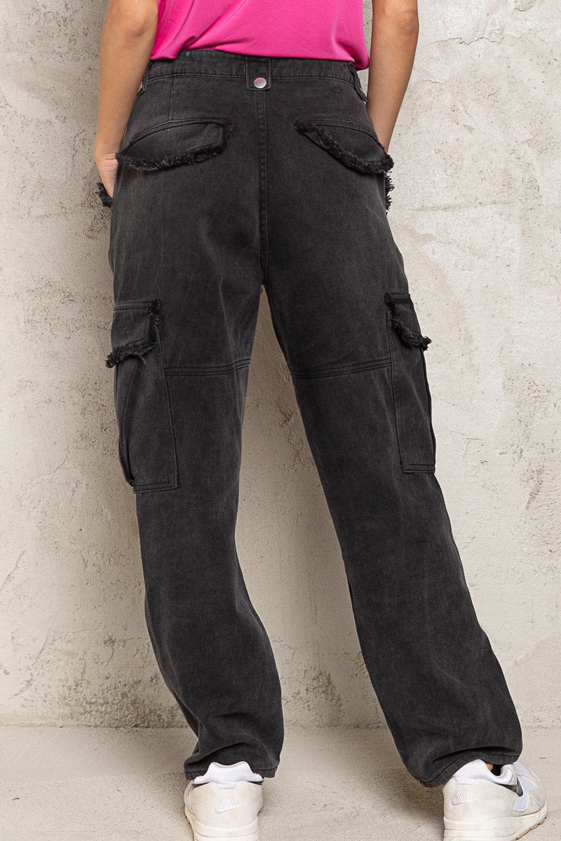 Black Baggy Mom Cargo Jean