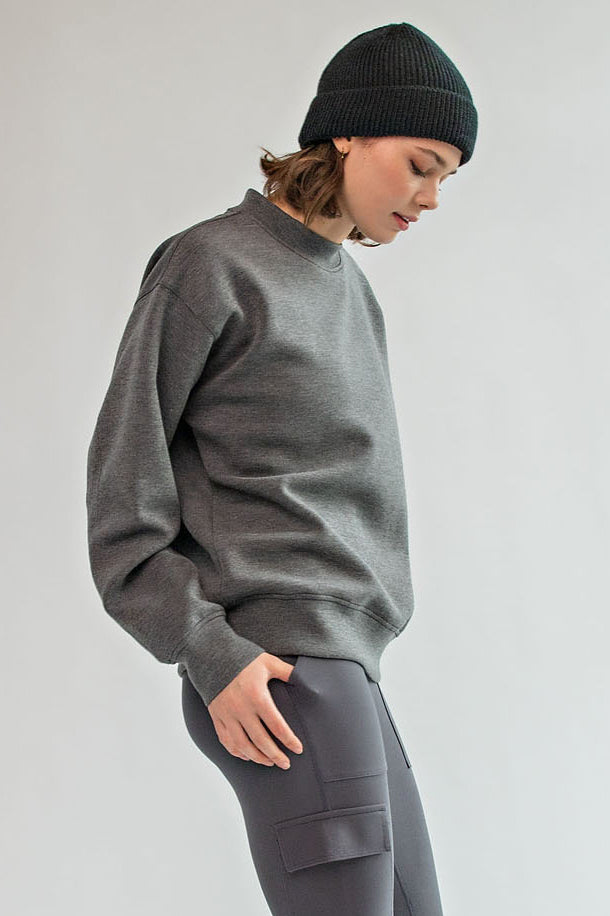 RAE MODE® PONTI CREW NECKLINE LONG SLEEVE SWEATSHIRT
