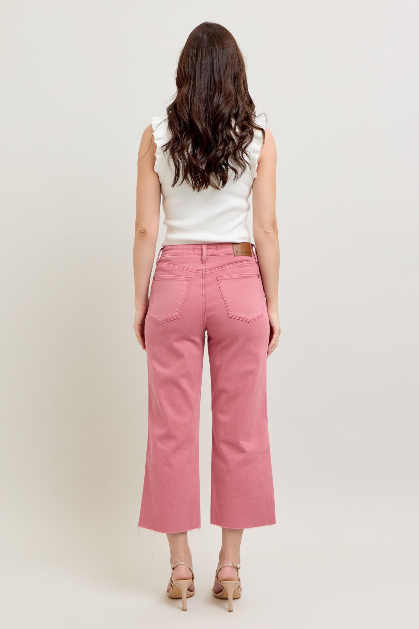Judy Blue High Rise Cropped Wide Leg- Rose