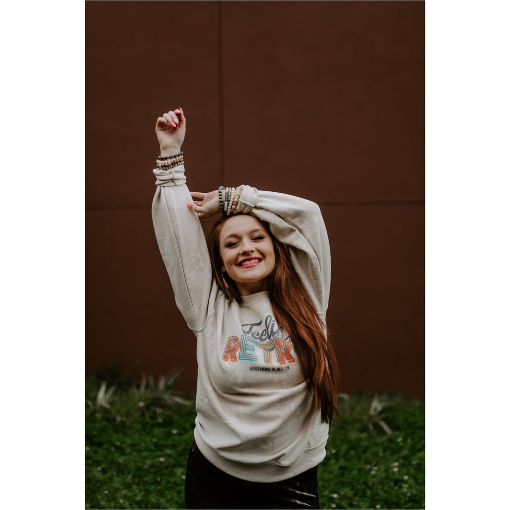 Feelin Retro bleached Crewneck Sweatshirt