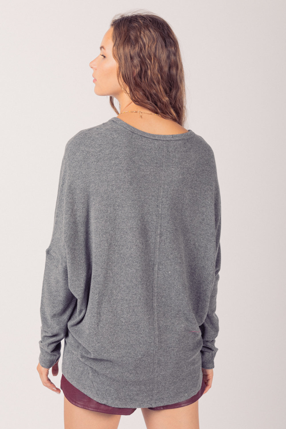 Dolman Sleeve Oversized Comfy Knit Top Available in Curvy Also