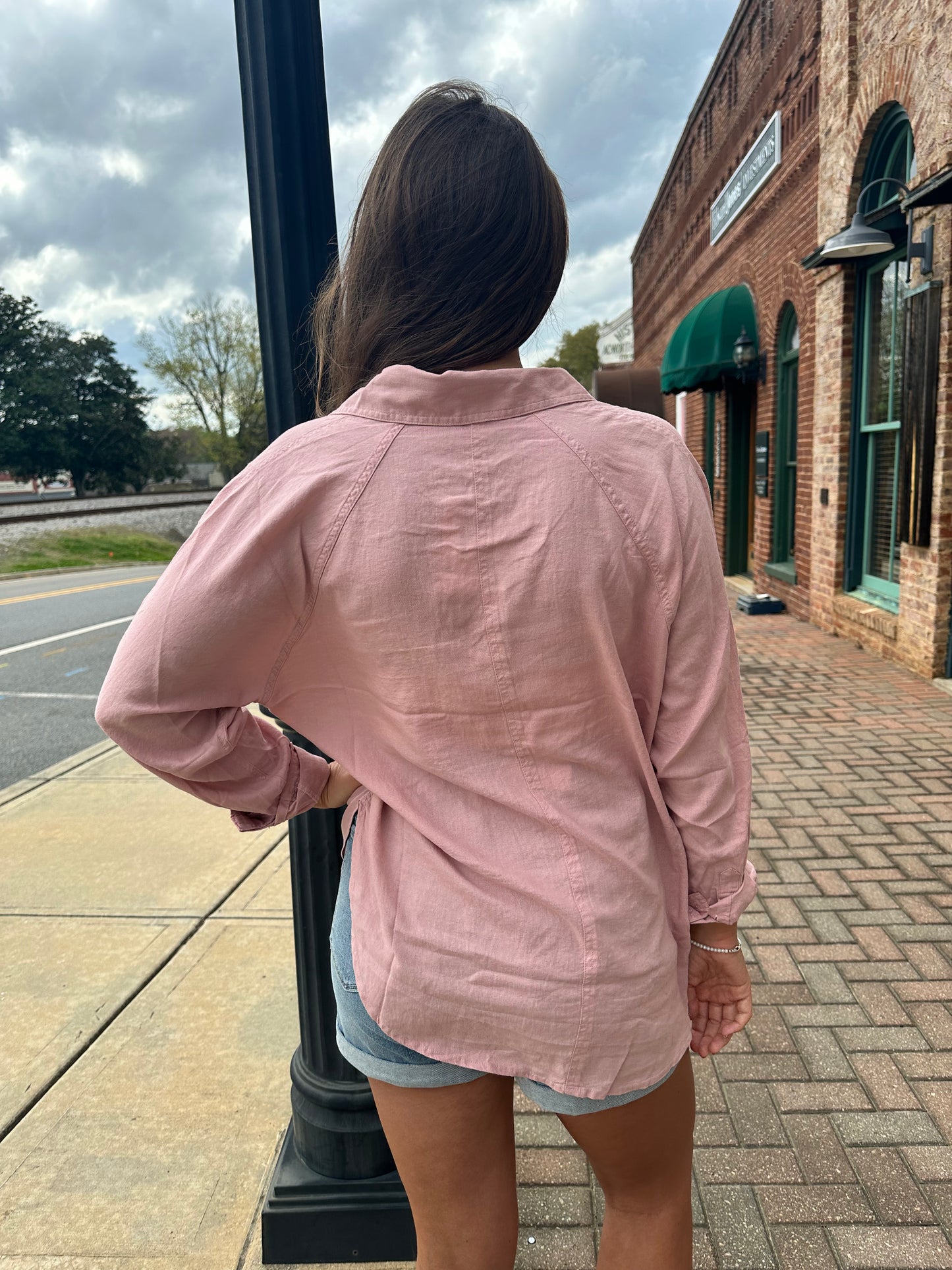 The Perfect Linen Top-Pink Smoke