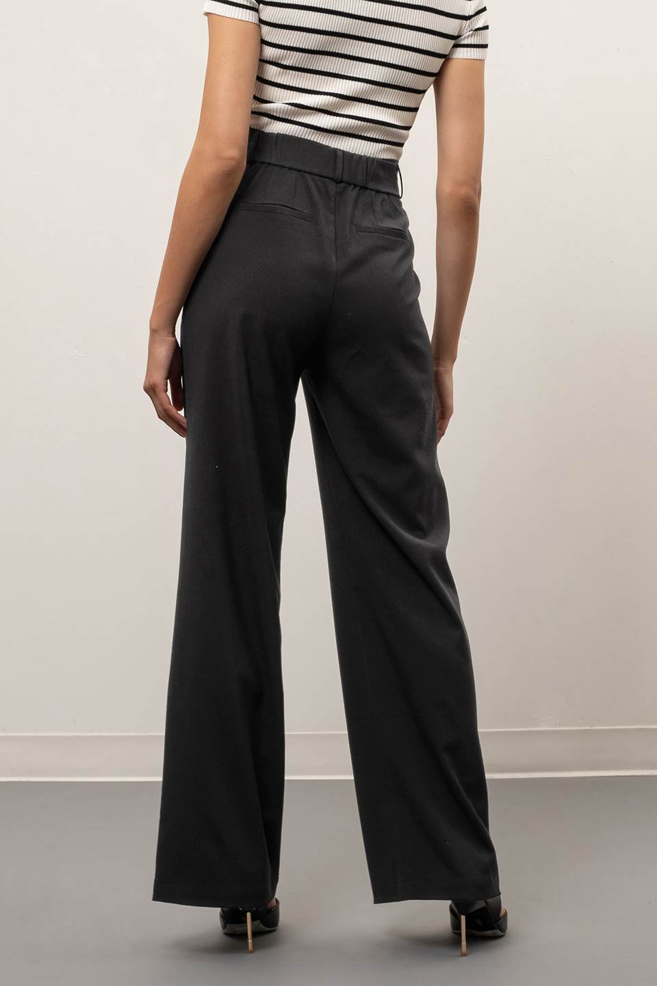 Wide Leg Trousers- Black