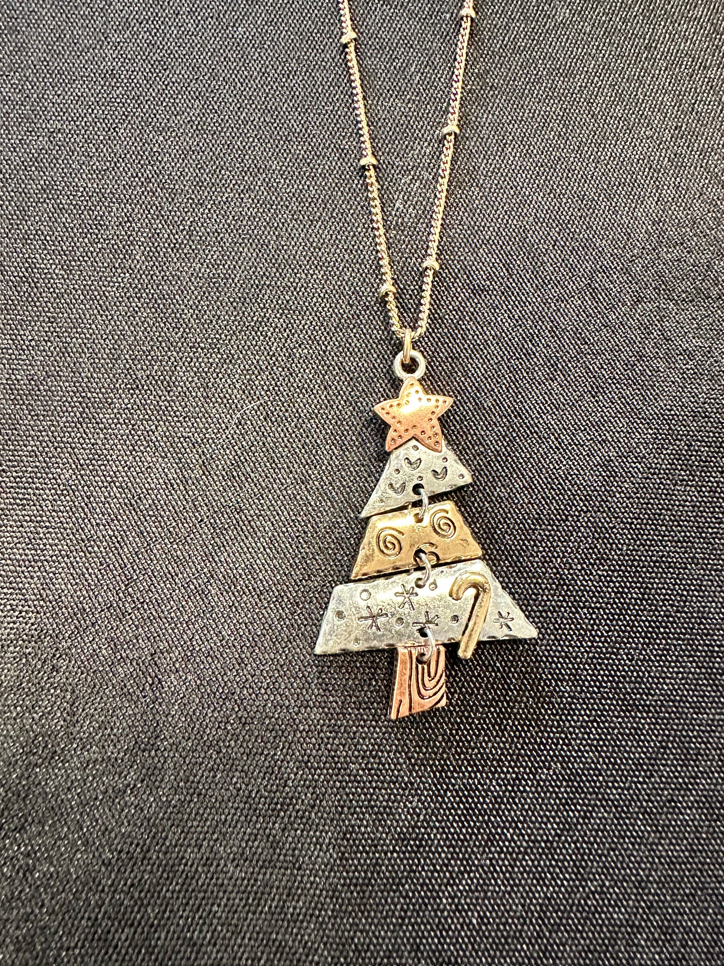Christmas Tree Necklace in Burnt Tritone