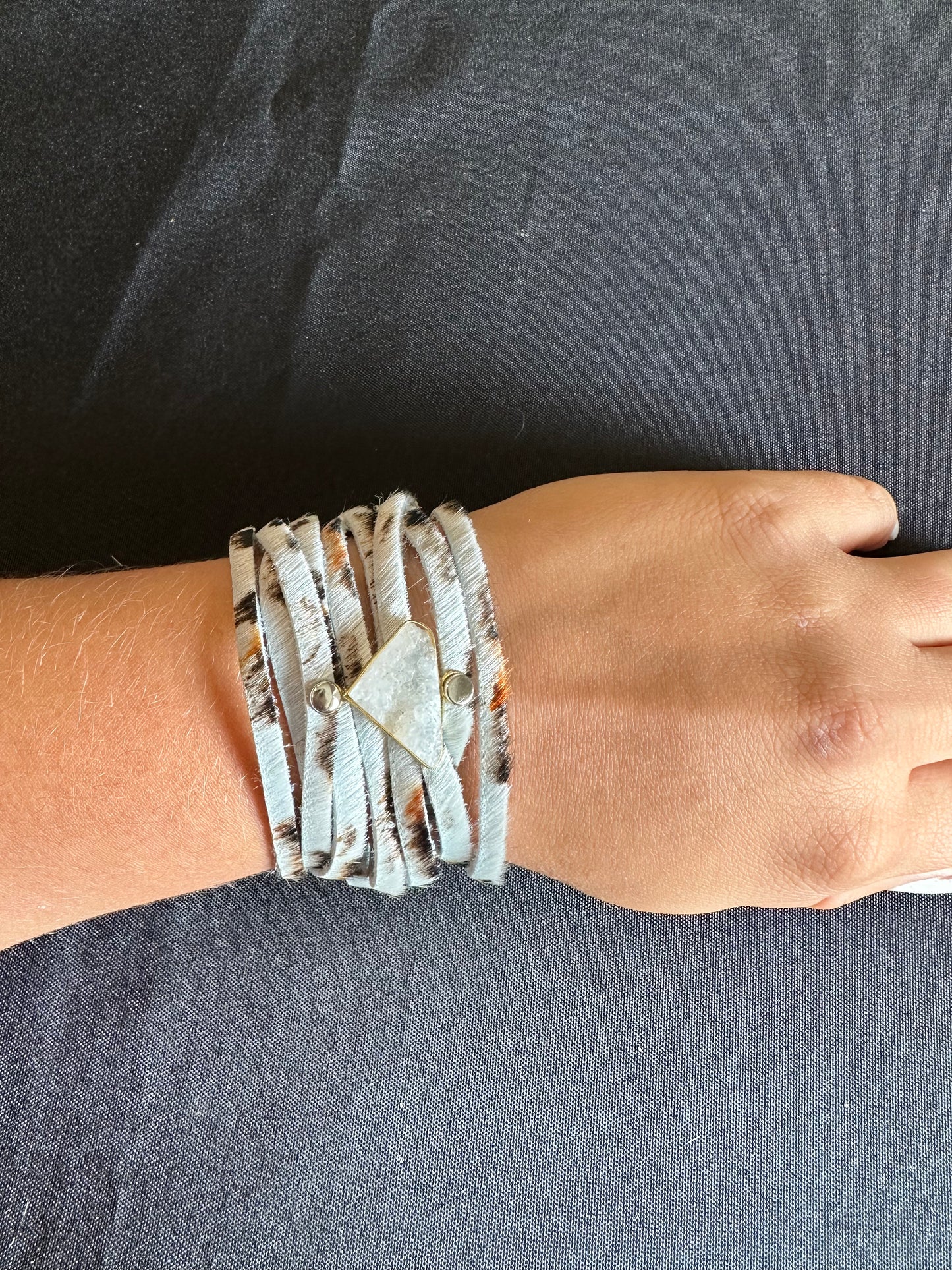 Leather Druzy Bracelet