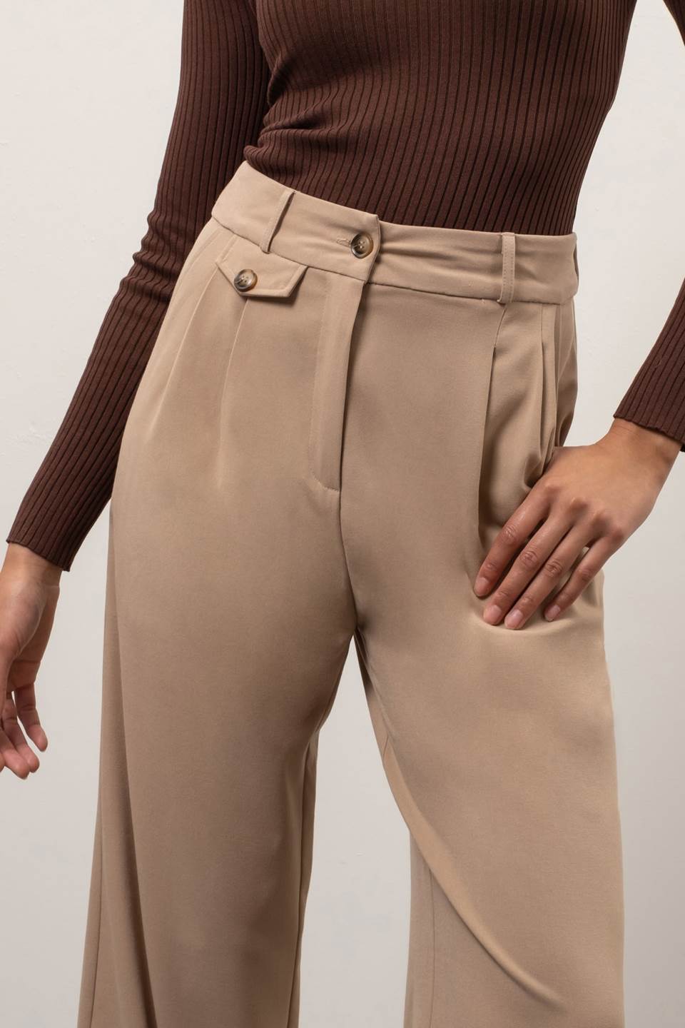 Wide Leg Trousers- Khaki