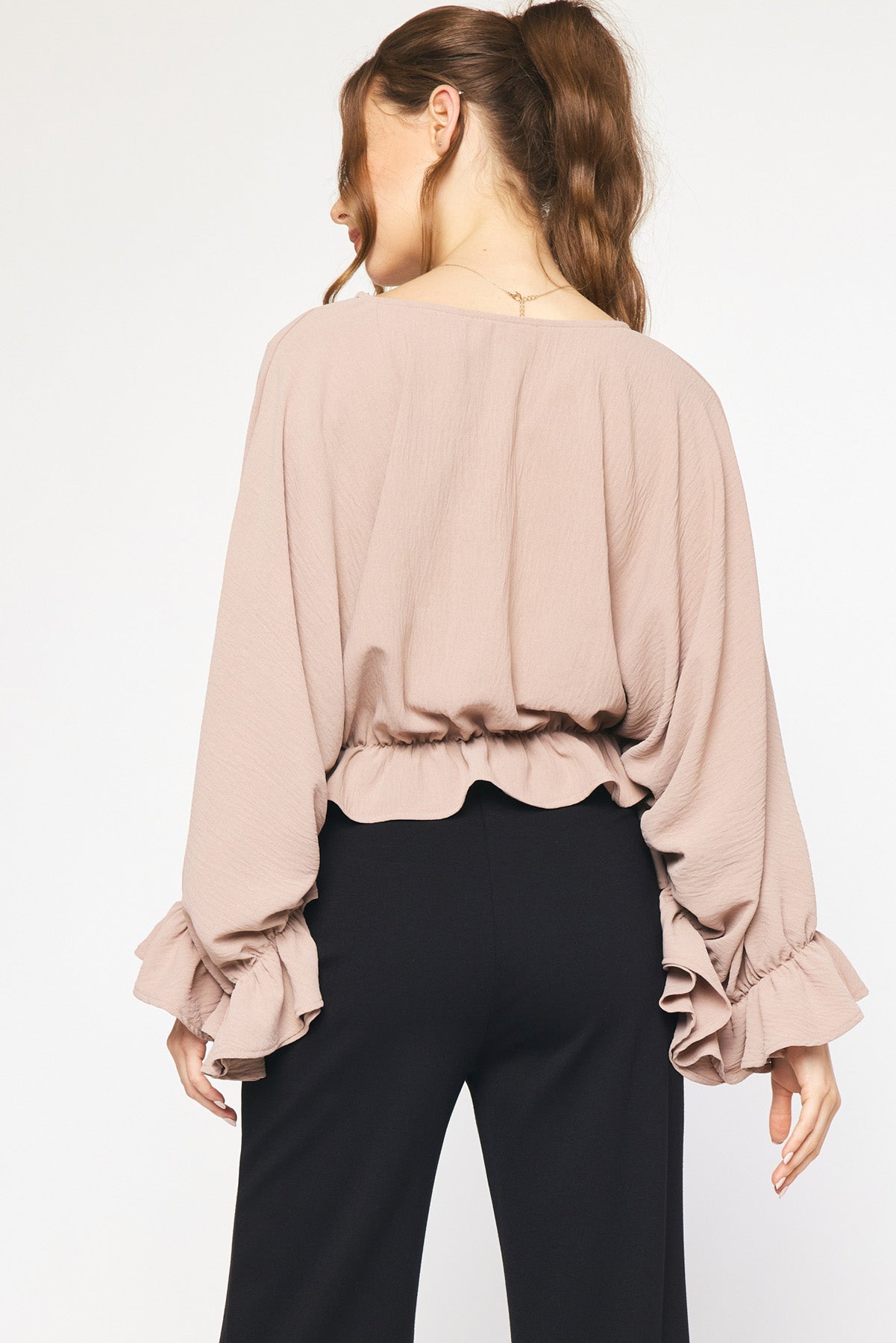 Entro® Ruffle Bottom Shirt with dolman Sleeves