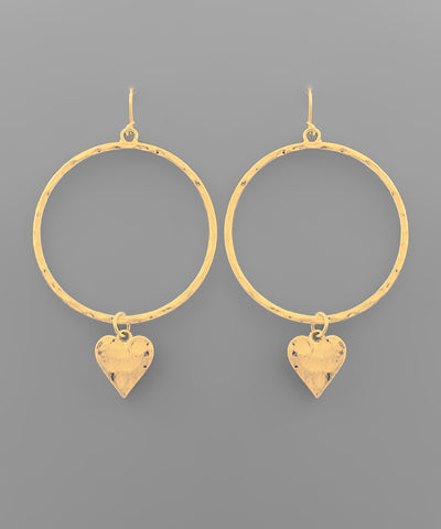 Hammered Heart Hoops