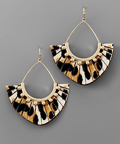 Animal Print Fan Earrings