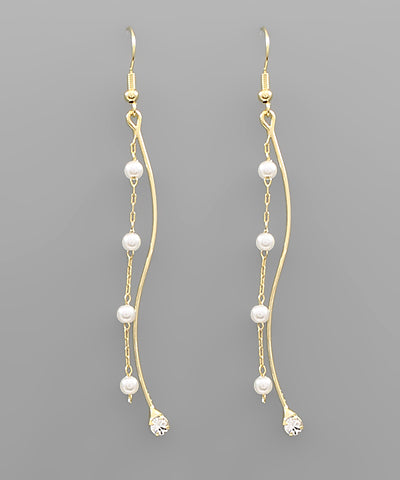 Pearl and Bar Earrings