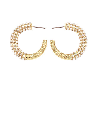 Poshture Finds Metal & Pearl Open Hoops