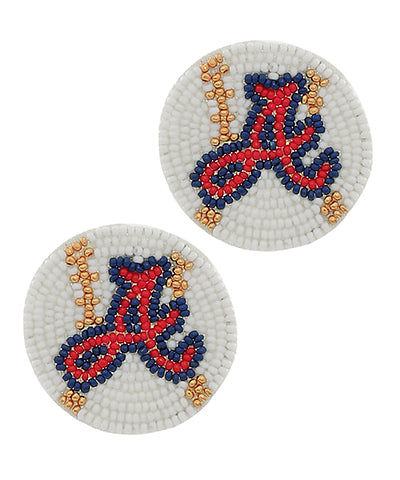 Baseball Beaded Earrings