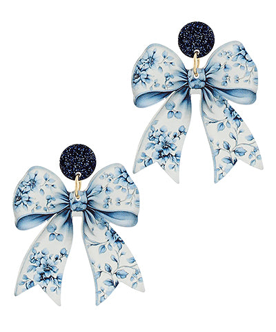 Printed Bow Earrings