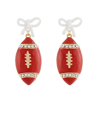 Dangle Bow and Football Earrings
