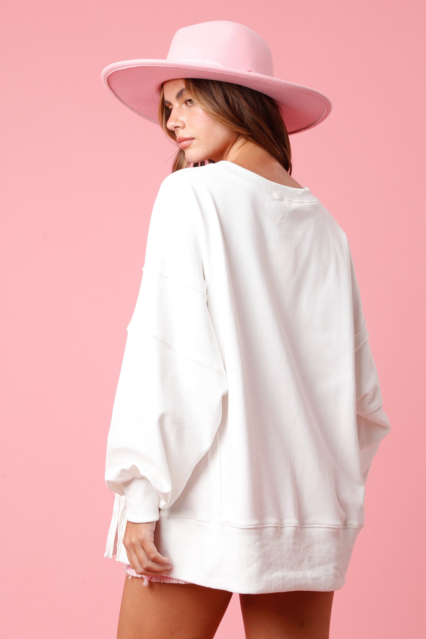 "Birthday Queen" Sequin loose Fit Crewneck- White