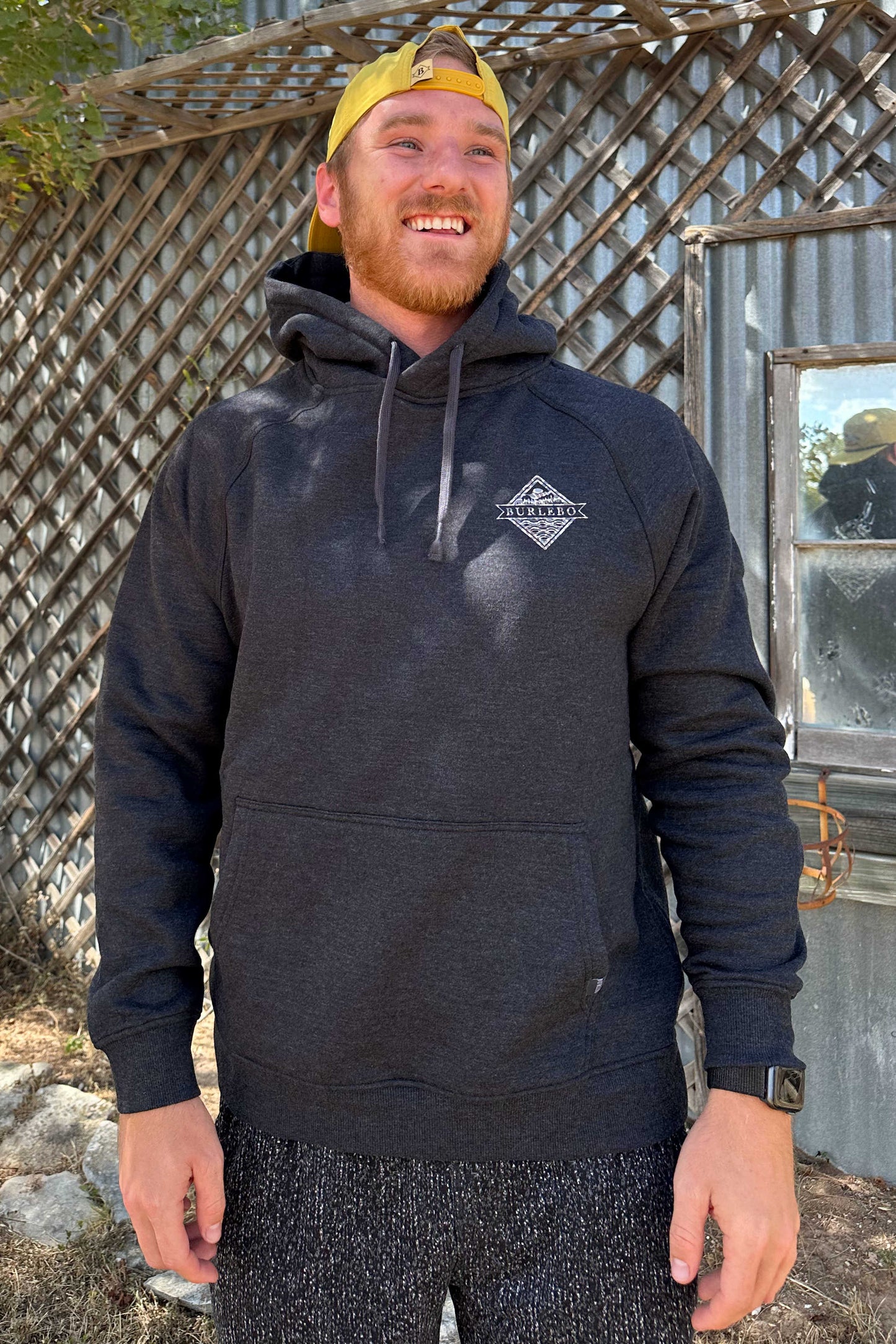 Burlebo Fleece Hoodie - Camo Signature Logo in Heather Black