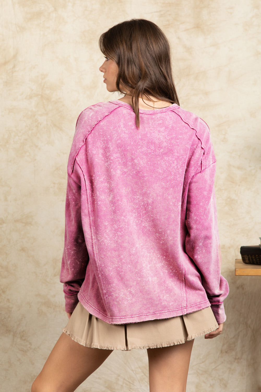 Vintage Washed Casual Top-Rose