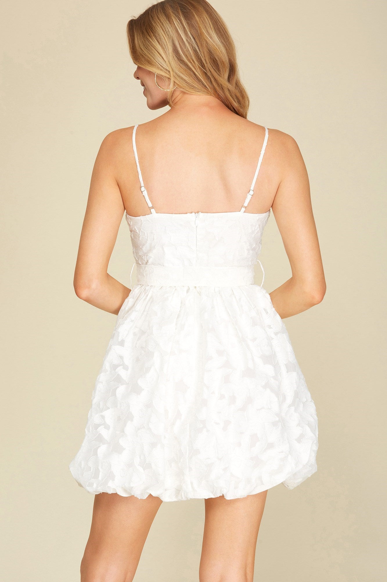 "Sweet Love" Jacquard Organza Dress- Off White