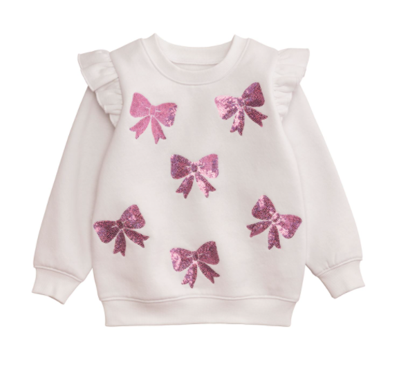 Youth Bow Sequin Sweatshirt