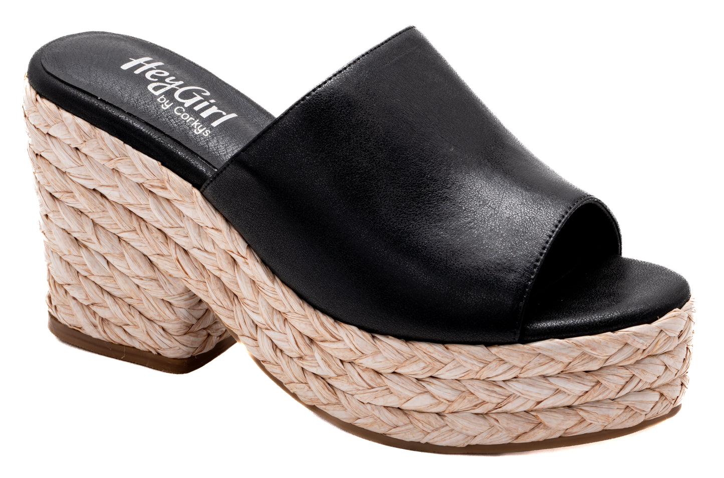 "Solstice" Weaved Heeled Wedge- Black