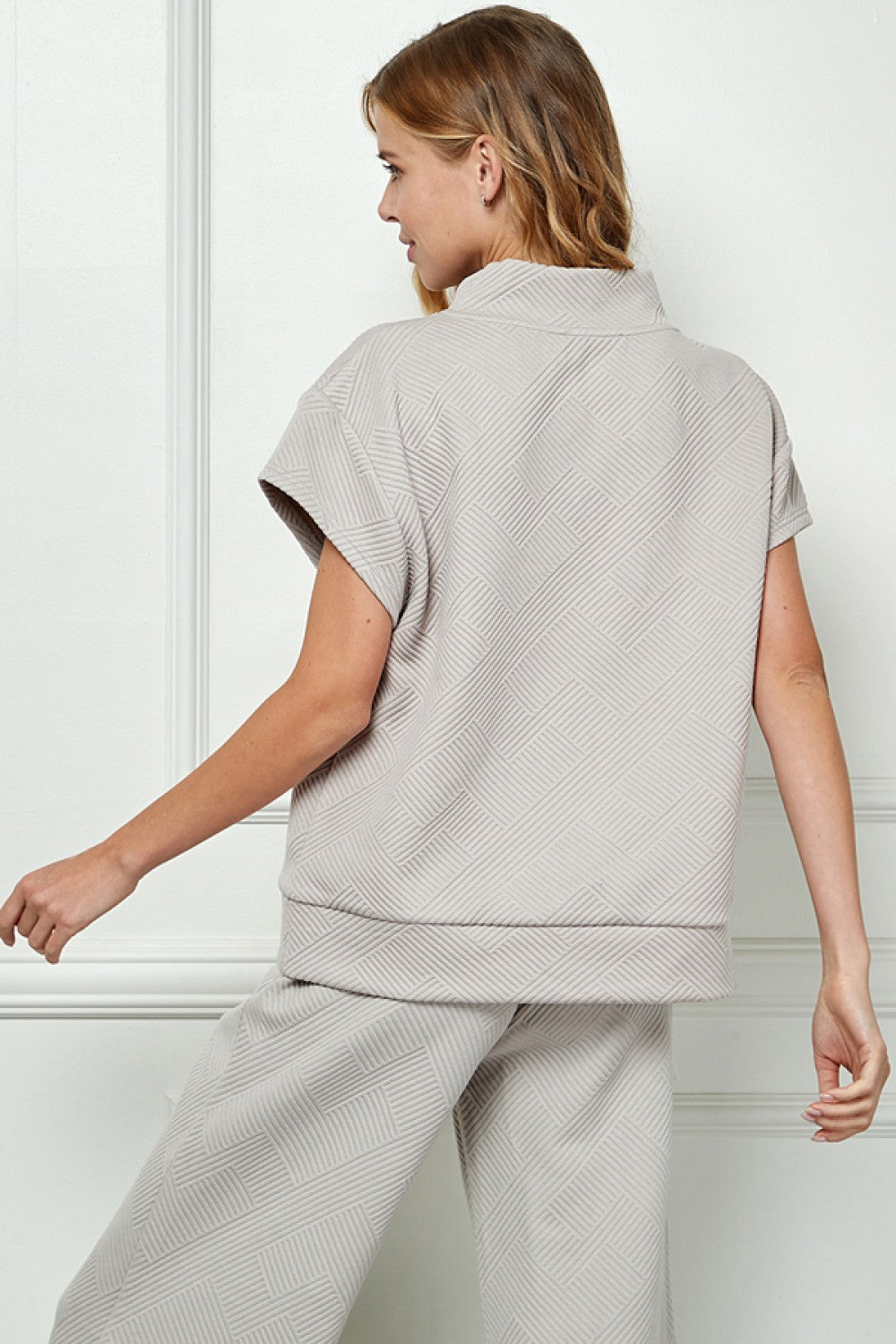 Staying Neutral Textured Quarter Zip Top