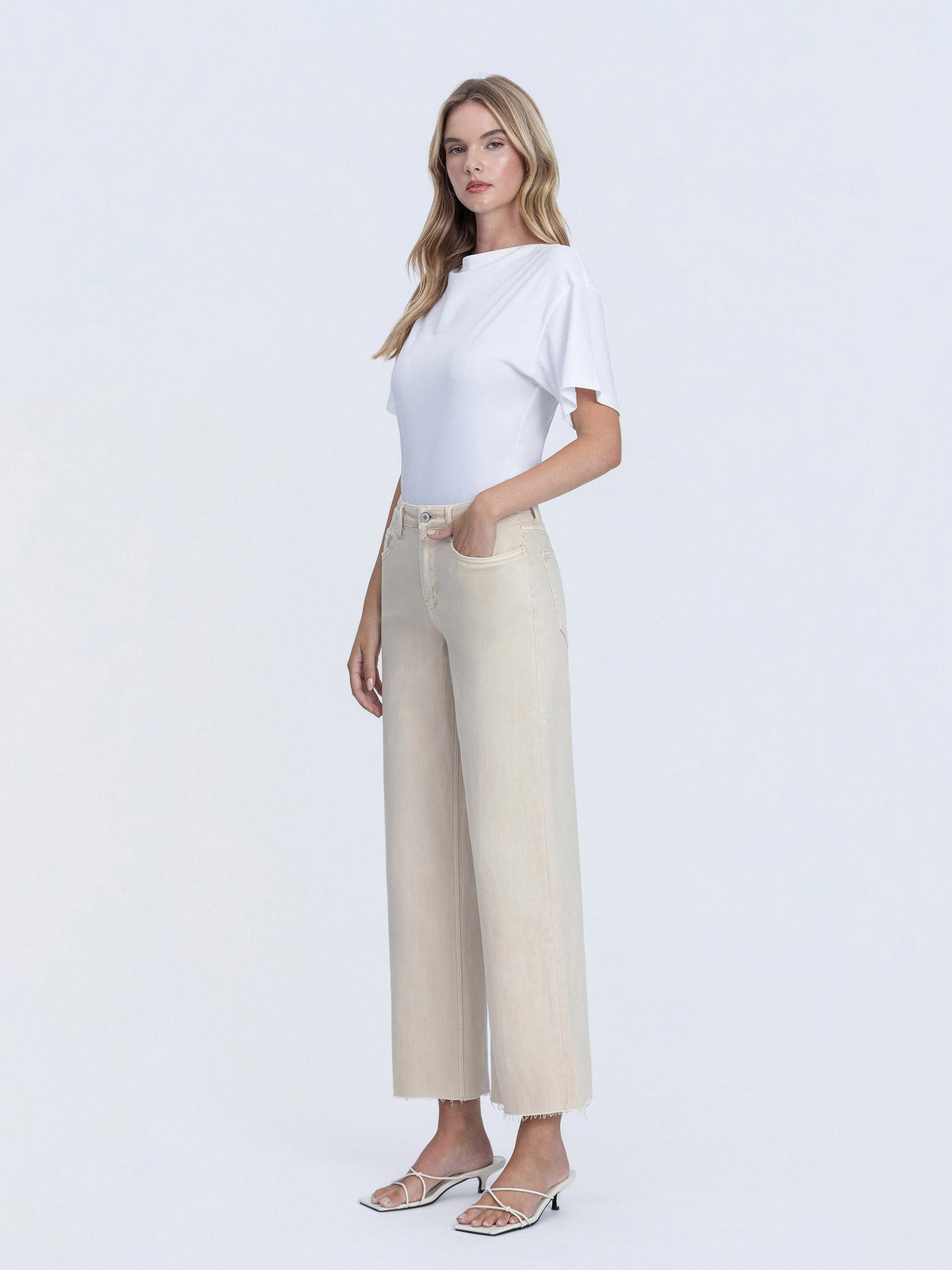 White Swan Crop Wide Leg