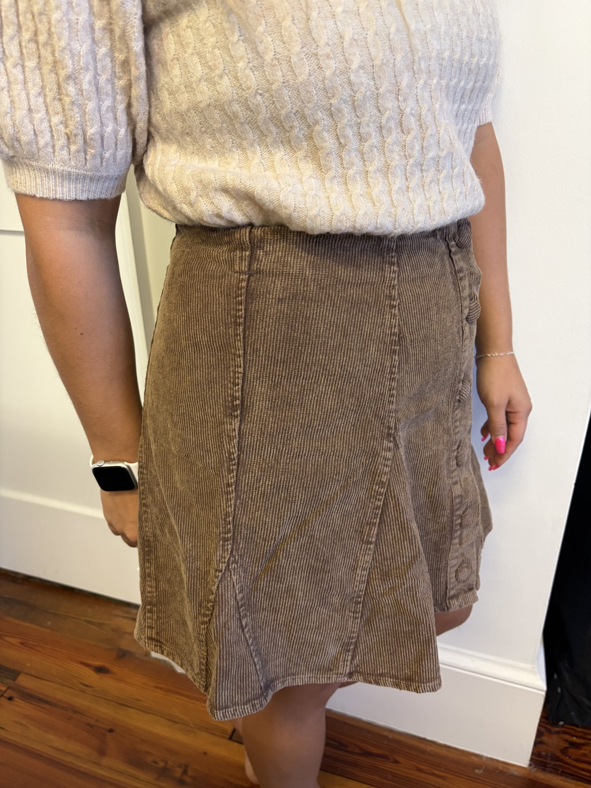 Washed Corduroy Flare Skirt