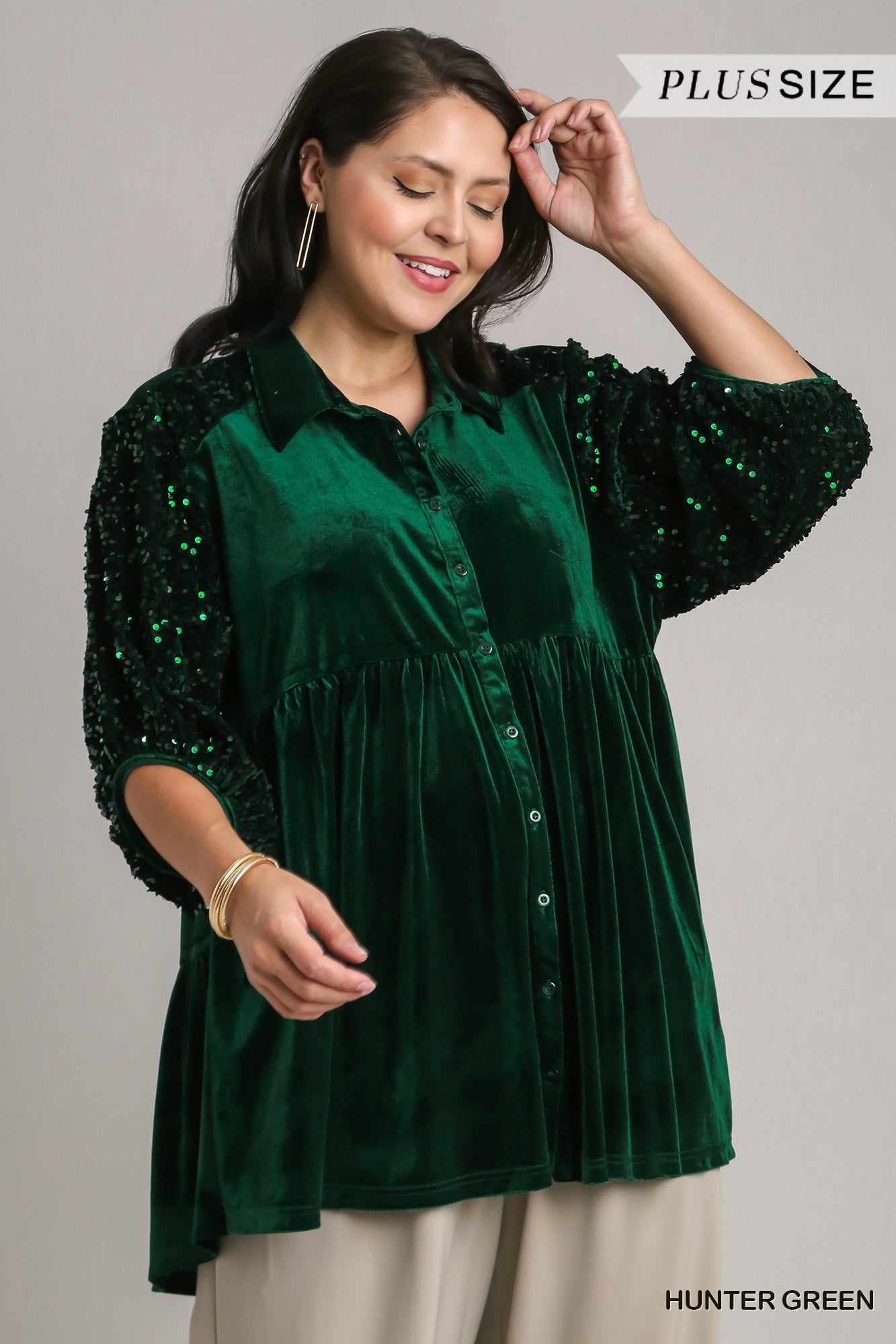 Velvet Sequins Tiered Tunic
