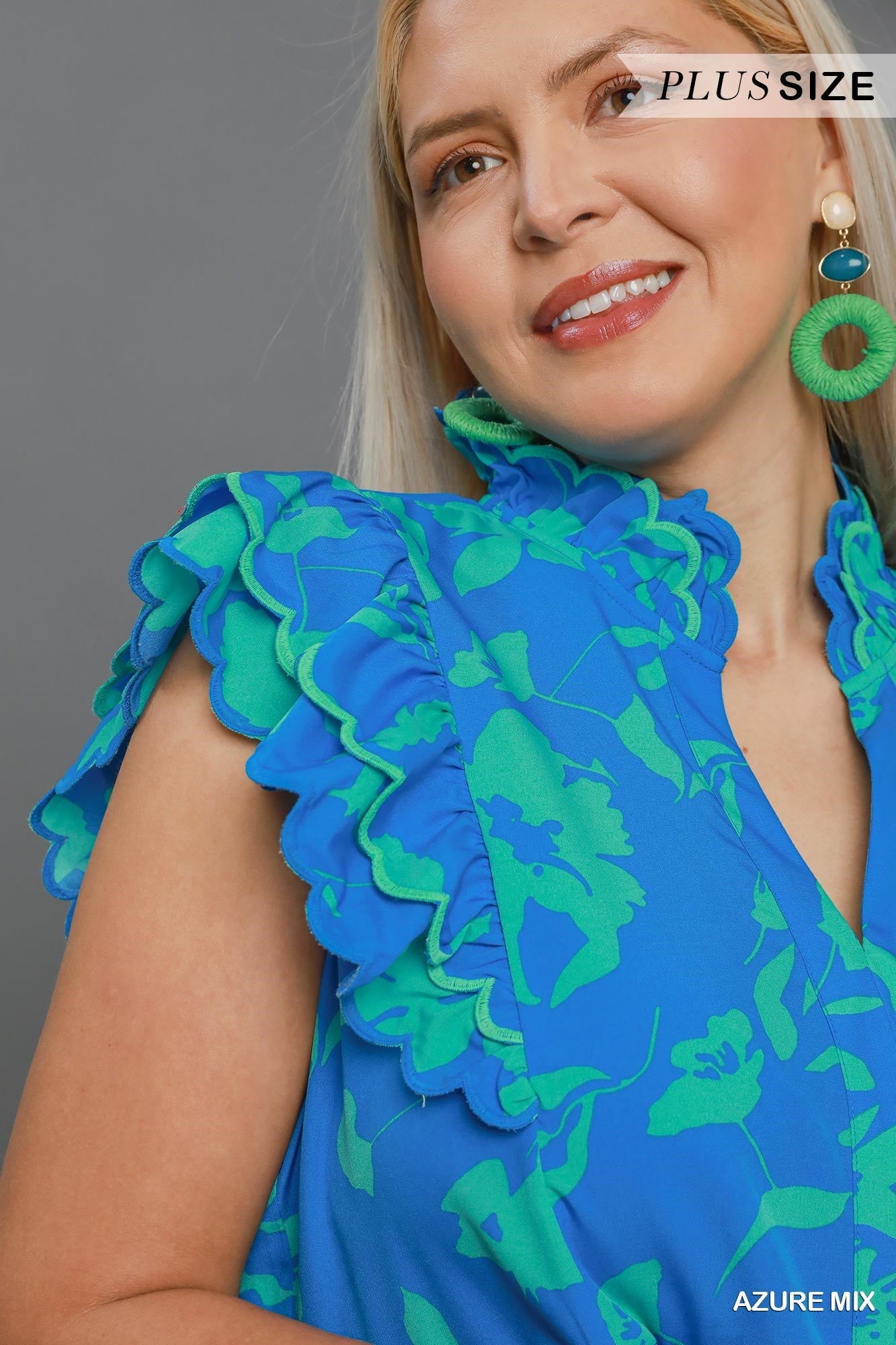 Umgee Two Tone Floral Print Midi Dress