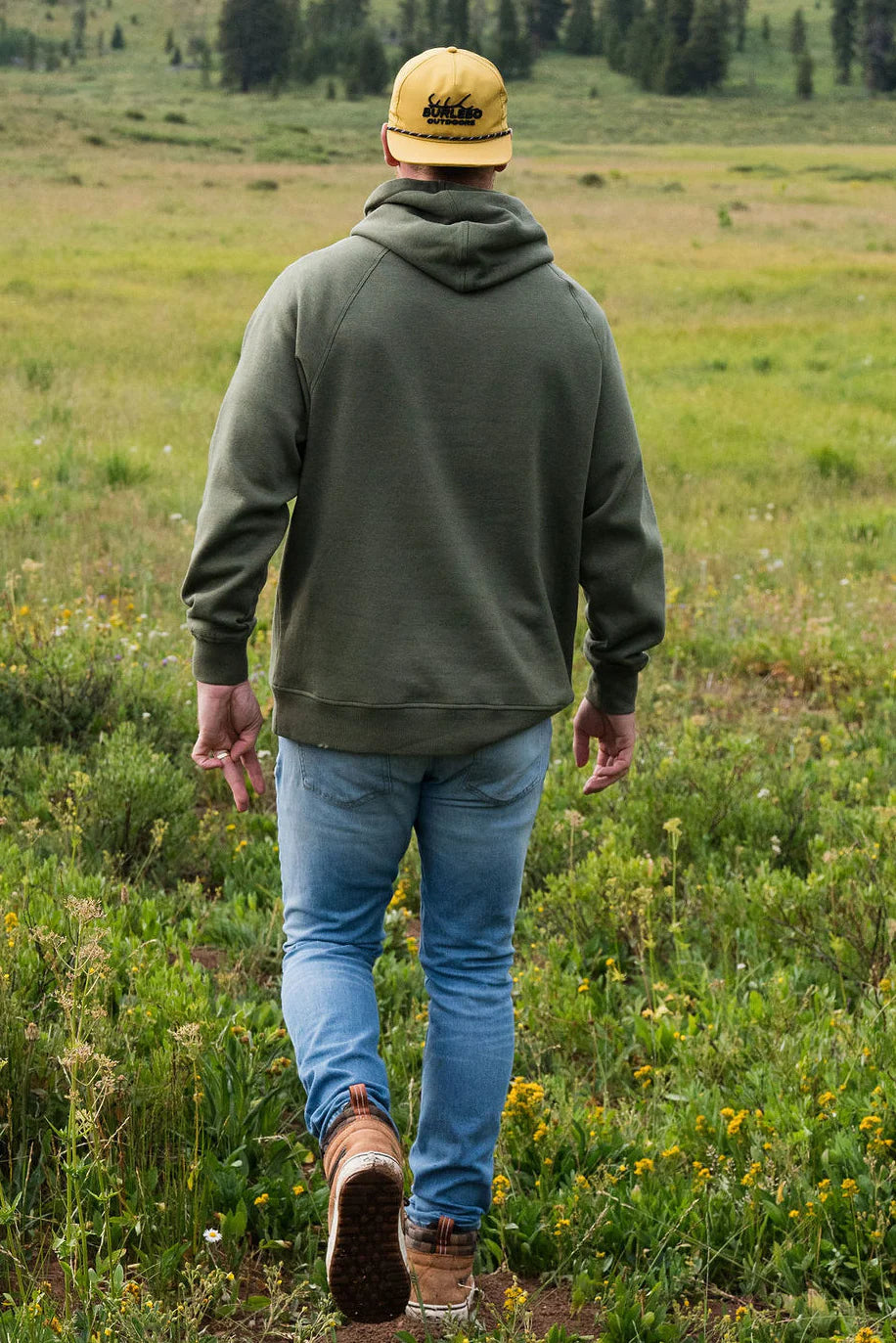 Burlebo Fleece Hoodie - Elk Horn Logo in Heather Olive