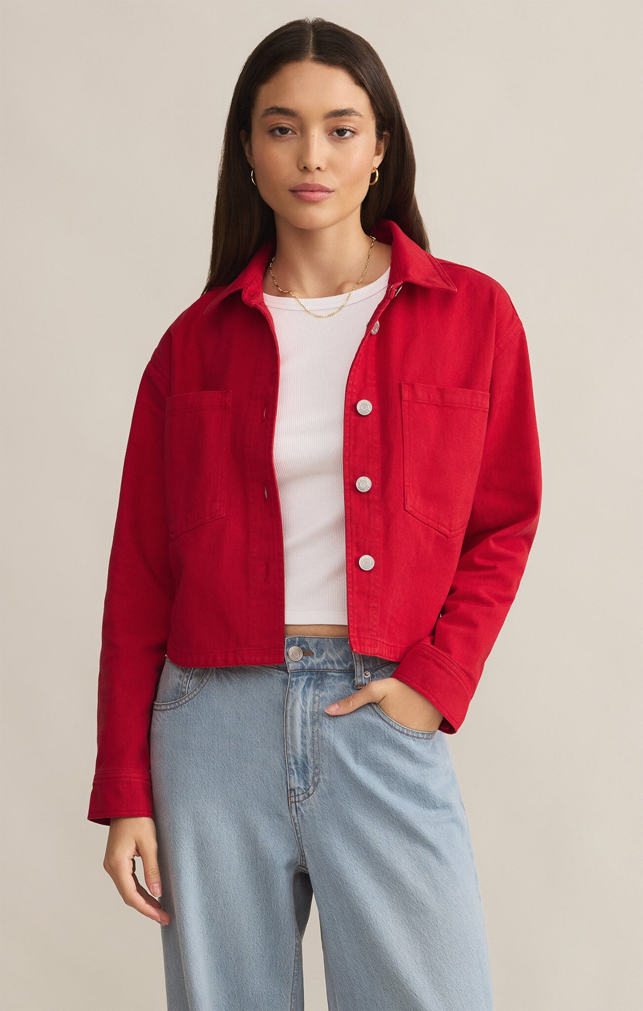 "All Day" Cropped Denim Jacket