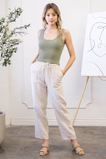 Blu Pepper® Scalloped edge, Crop length, Knit Tank Top