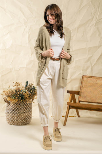 Blu Pepper® Cardigan in Light Olive