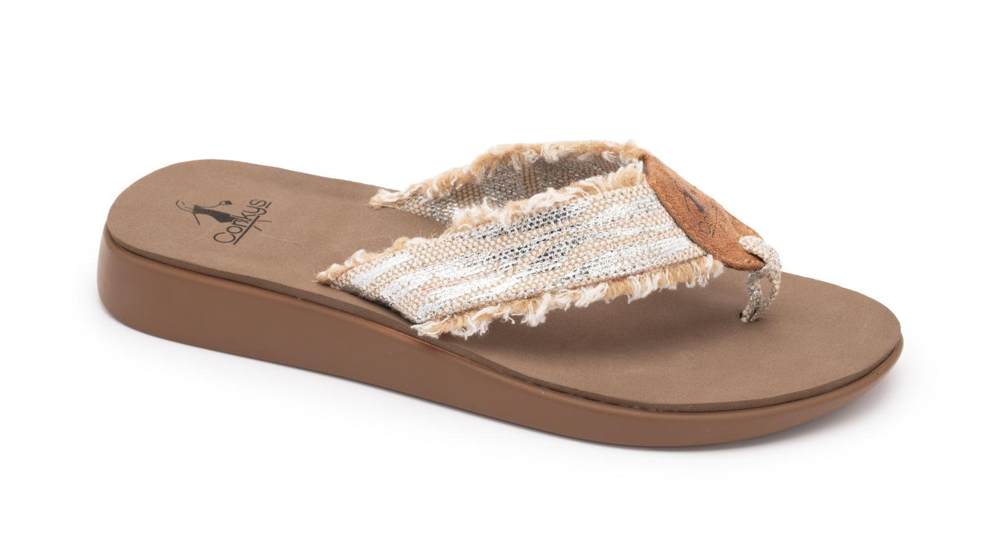 Corkys® "Skinny Dip" Zebra Fringe Sandals