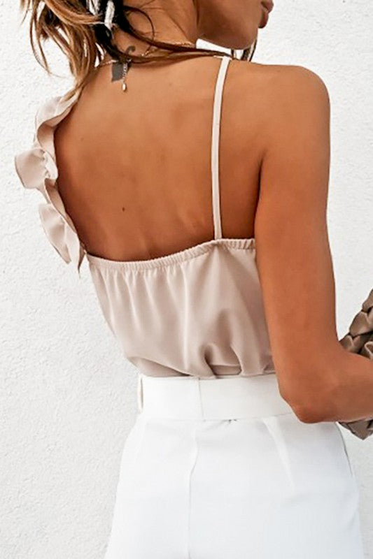 Irregular Ruffle Detail Sleeveless top