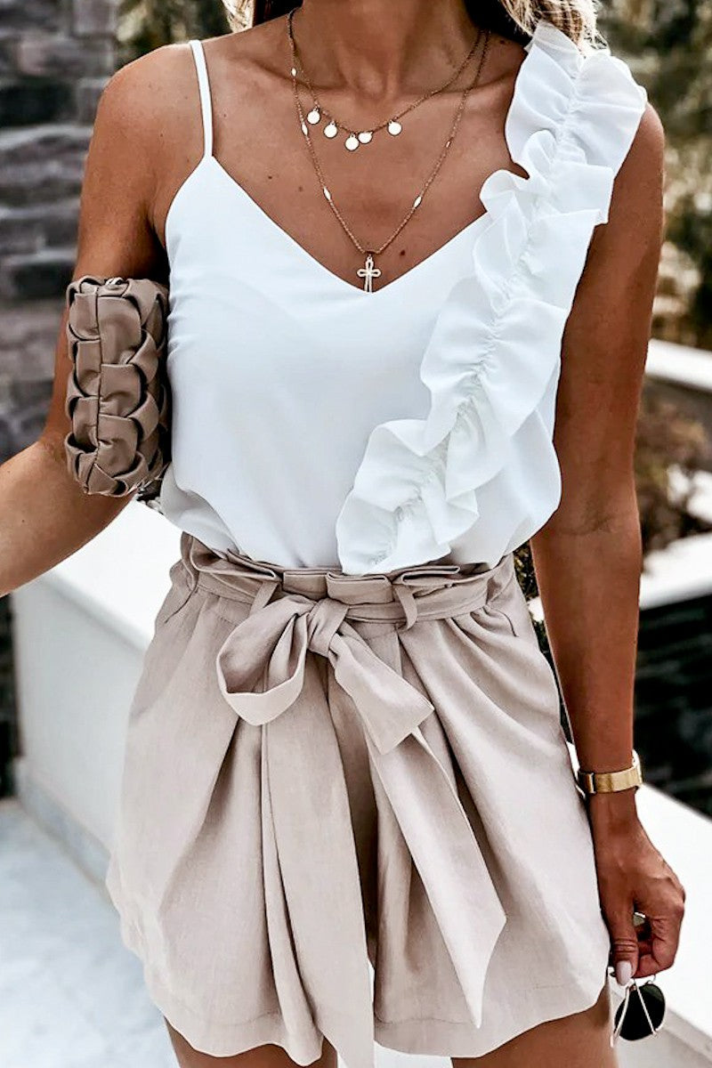 Irregular Ruffle Detail Sleeveless top