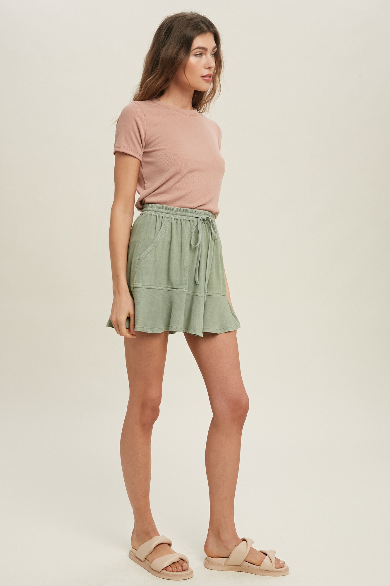 Wishlist RIBBED KNIT BASIC T-SHIRT- Ginger