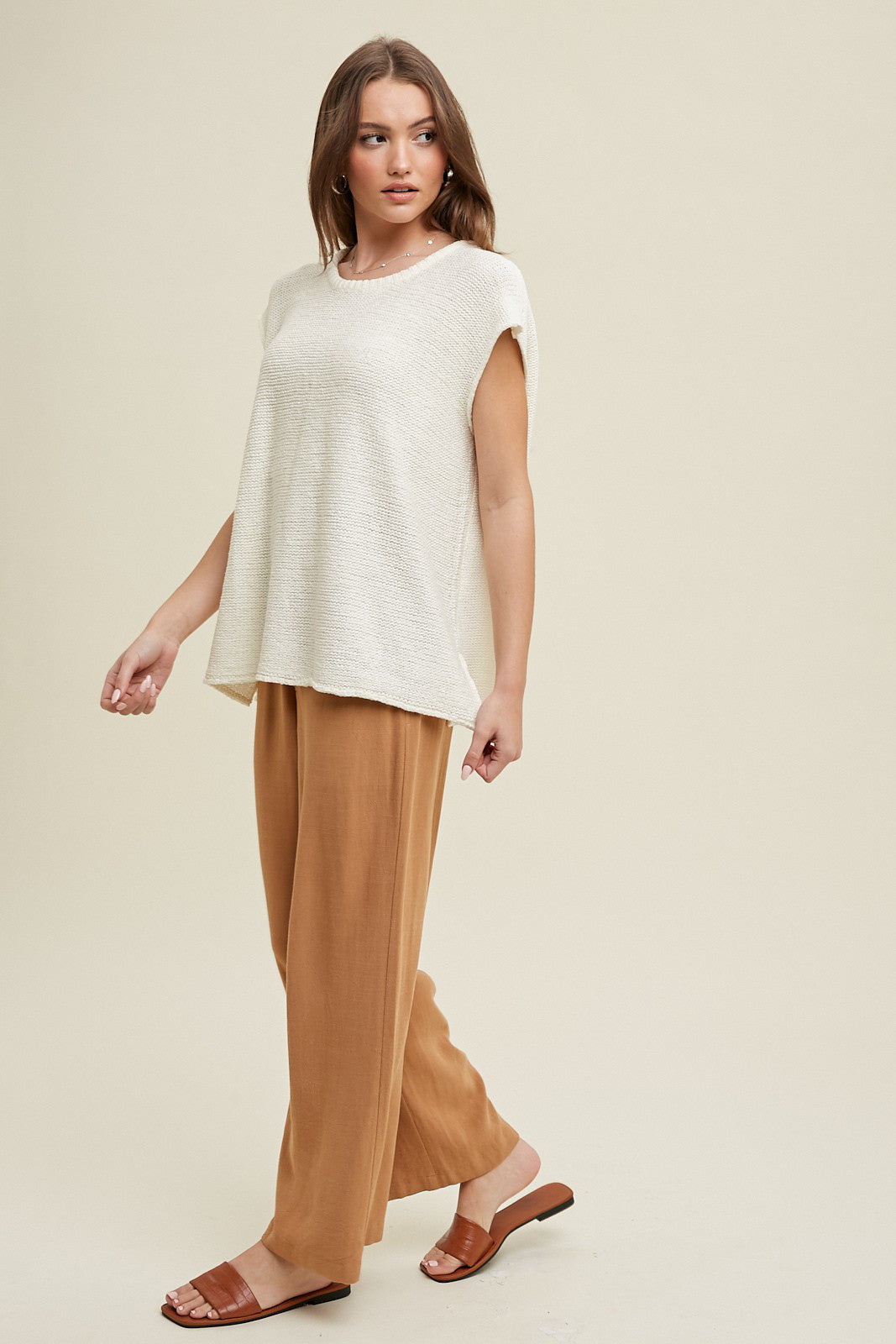 Ellie Girl Crochet Sweater Vest (Off White)