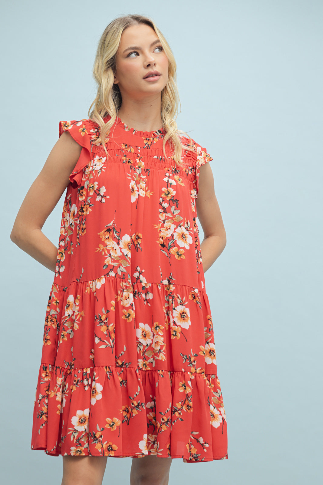 Wishlist TIERED FLORAL MINI DRESS