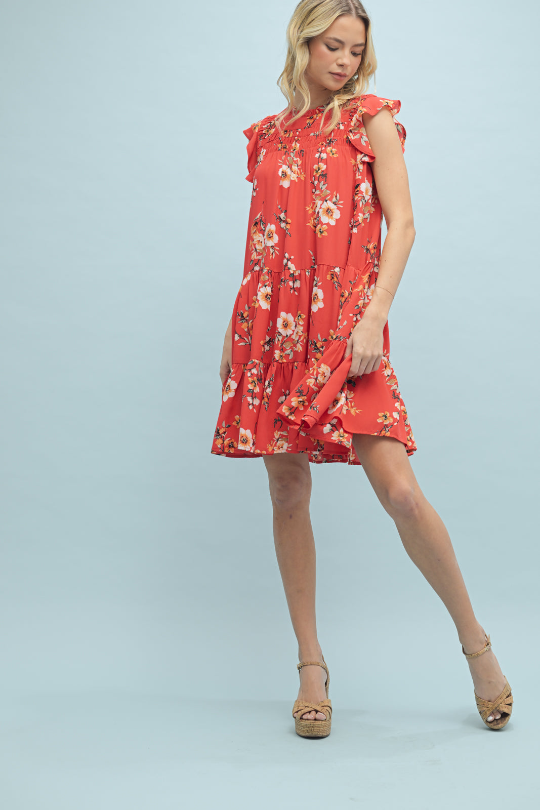 Wishlist TIERED FLORAL MINI DRESS