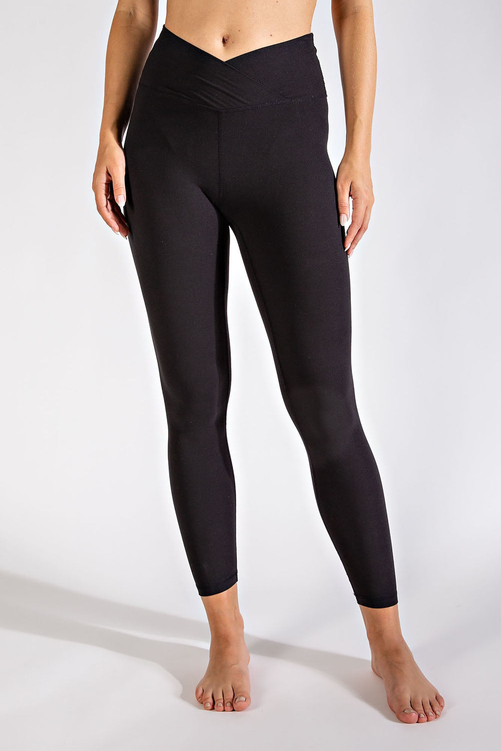 RAE MODE® CROSSOVER WAIST FULL LENGTH LEGGINGS- BLACK