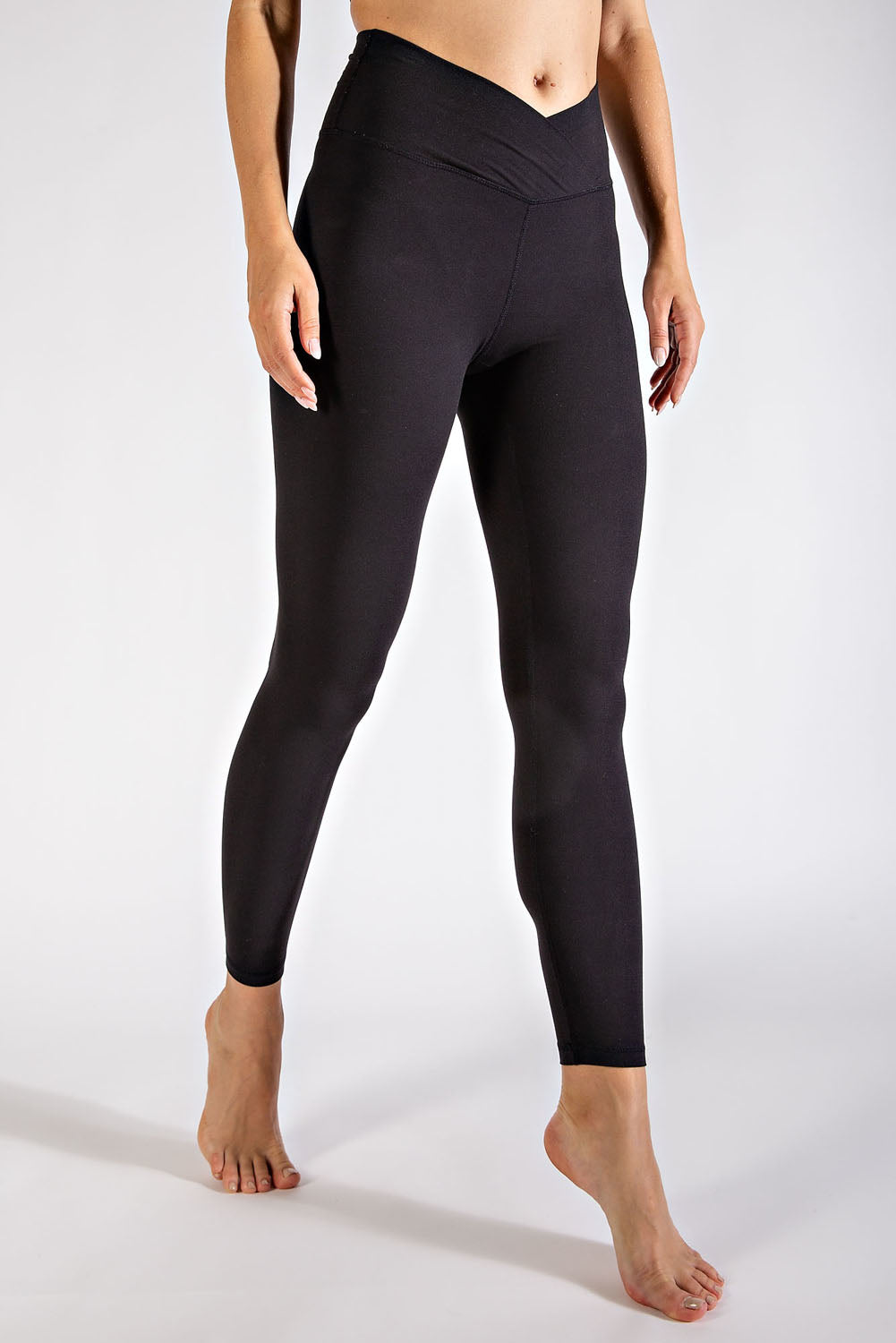 RAE MODE® CROSSOVER WAIST FULL LENGTH LEGGINGS- BLACK
