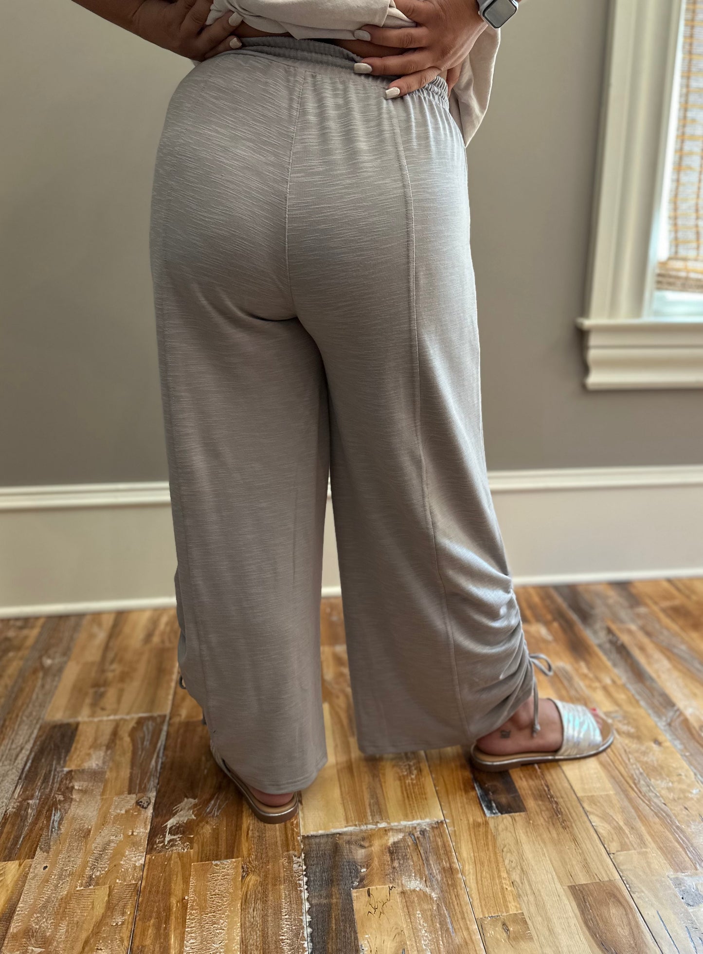 French Terry Knit Pants With Ruched Detail