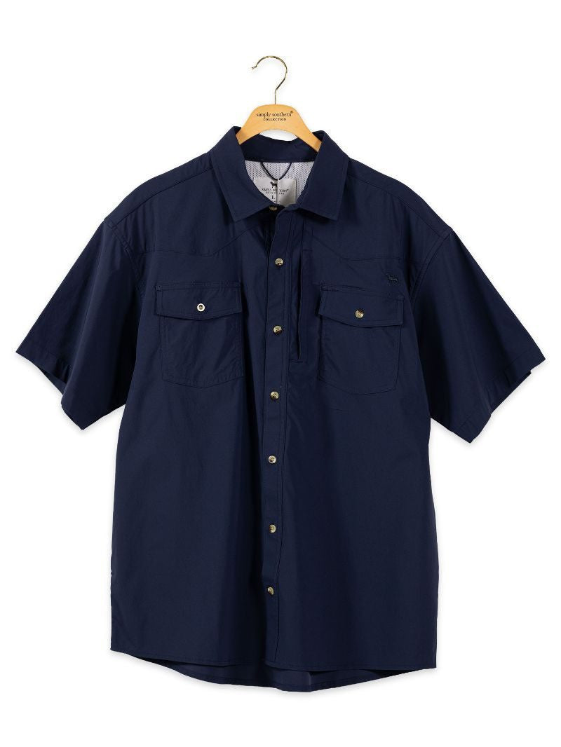 Navy Button Down