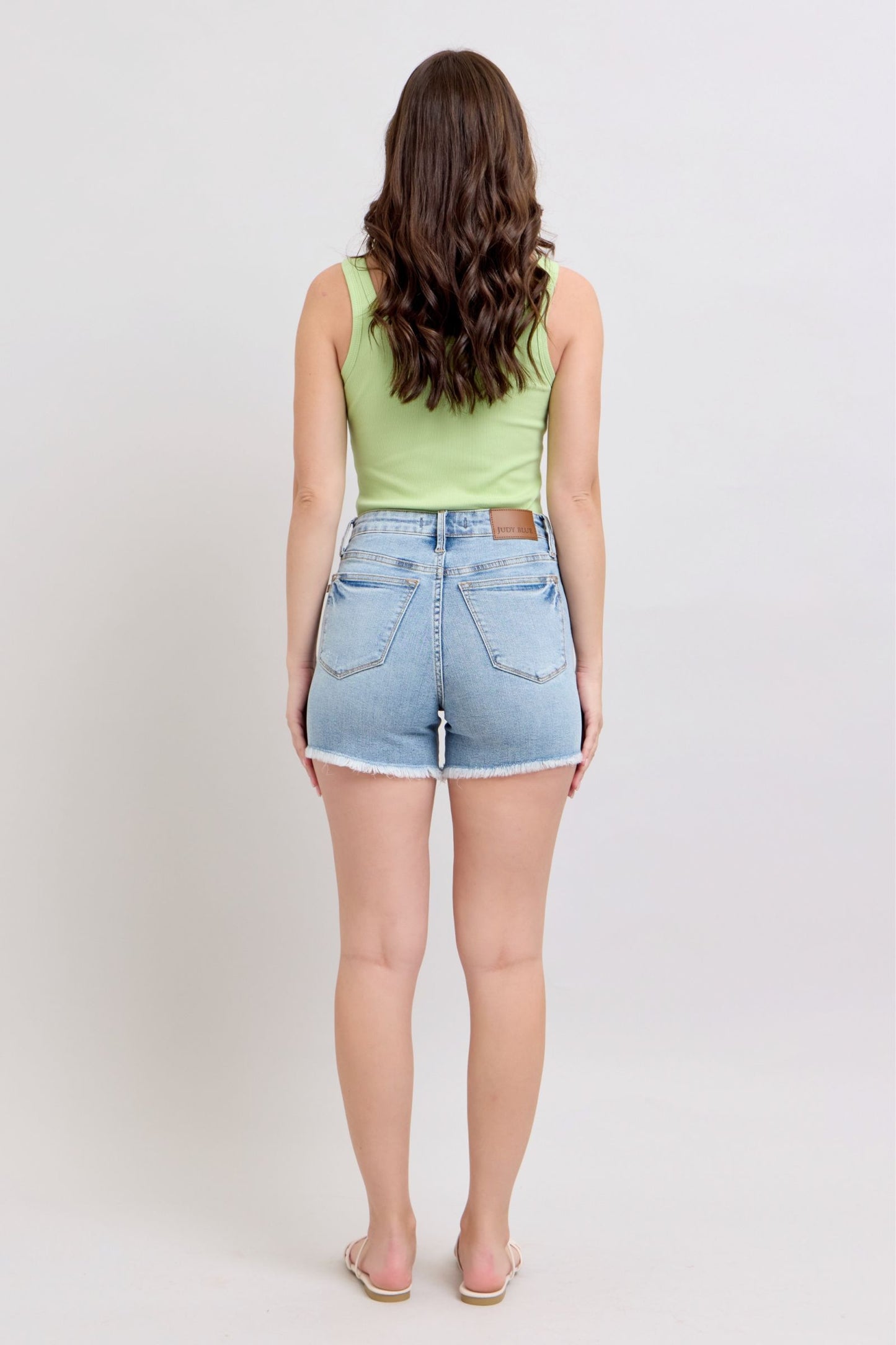 Tummy Control Light Wash Shorts