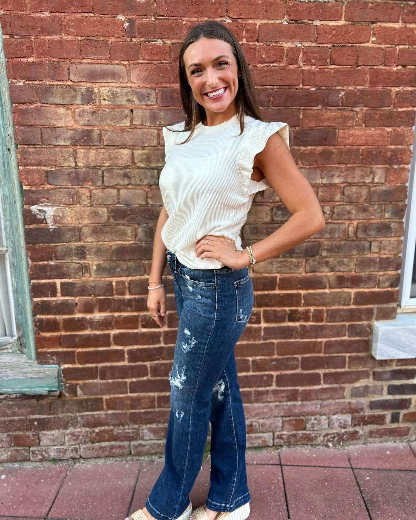 SWEET STUFF Ruffle Top - Cream